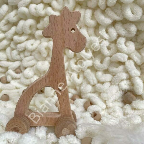 Giraffe And Toy Wooden Rattle For Baby And Child Room